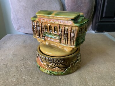 Vtg San Francisco Cable Car Mechanical Music Box Streetcar Powell Mason Hyde EUC