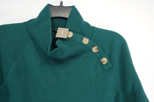 J Crew Womens Dark Green Wide Button-Collar Pullover Sweatshirt Size Small - Picture 2 of 7
