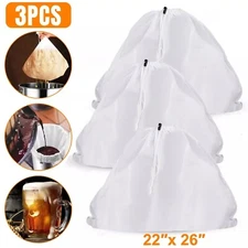 3x Drawstring Straining Brew Bag Extra Large Fine Mesh for Fruit Grape Wine Beer