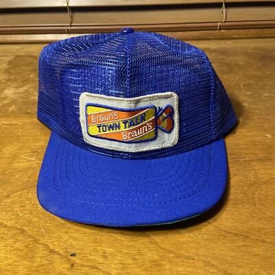 Vintage Brauns Town Talk Bread Blue SnapBack Trucker Hat Cap - USA Made
