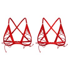 Women's See Through Hollow Out Harness Bra Top Cross Lace-up Bralette Underwear