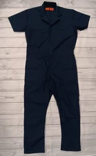 RED KAP Men's Short Sleeve Navy Blue Coveralls, Size XL AF12
