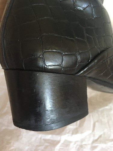 Stella McCartney Black Croc-Embossed Chain Buckle Ankle Boots: Size: 38.5 - Picture 6 of 24