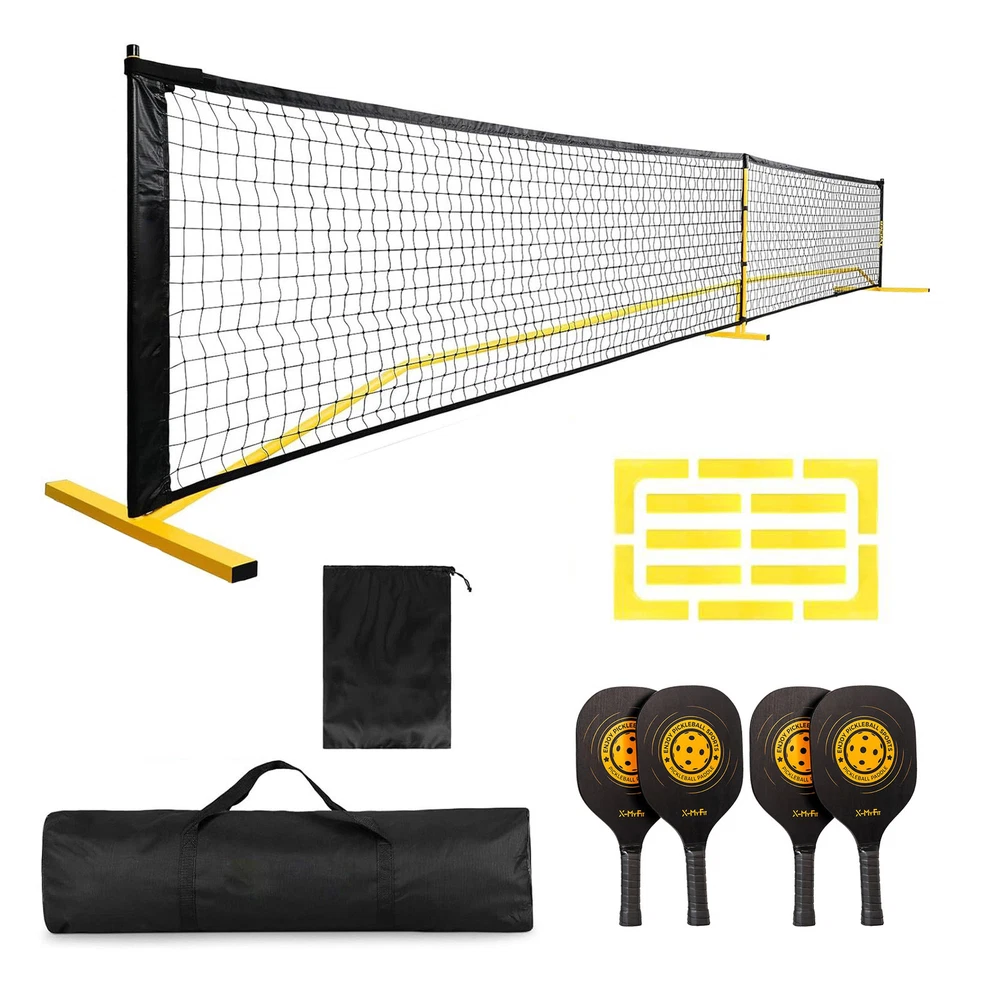 Pickleball Net Set with Wheels, Court Marking 22 ft Pickleball Nets for Driveway Pickleball Net Set with Wheels, Court Marking 22 ft Pickleball Nets for Driveway