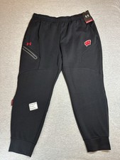 Under Armour Wisconsin Badgers Unstoppable Fleece Jogger Pants Black Men's Sz XL