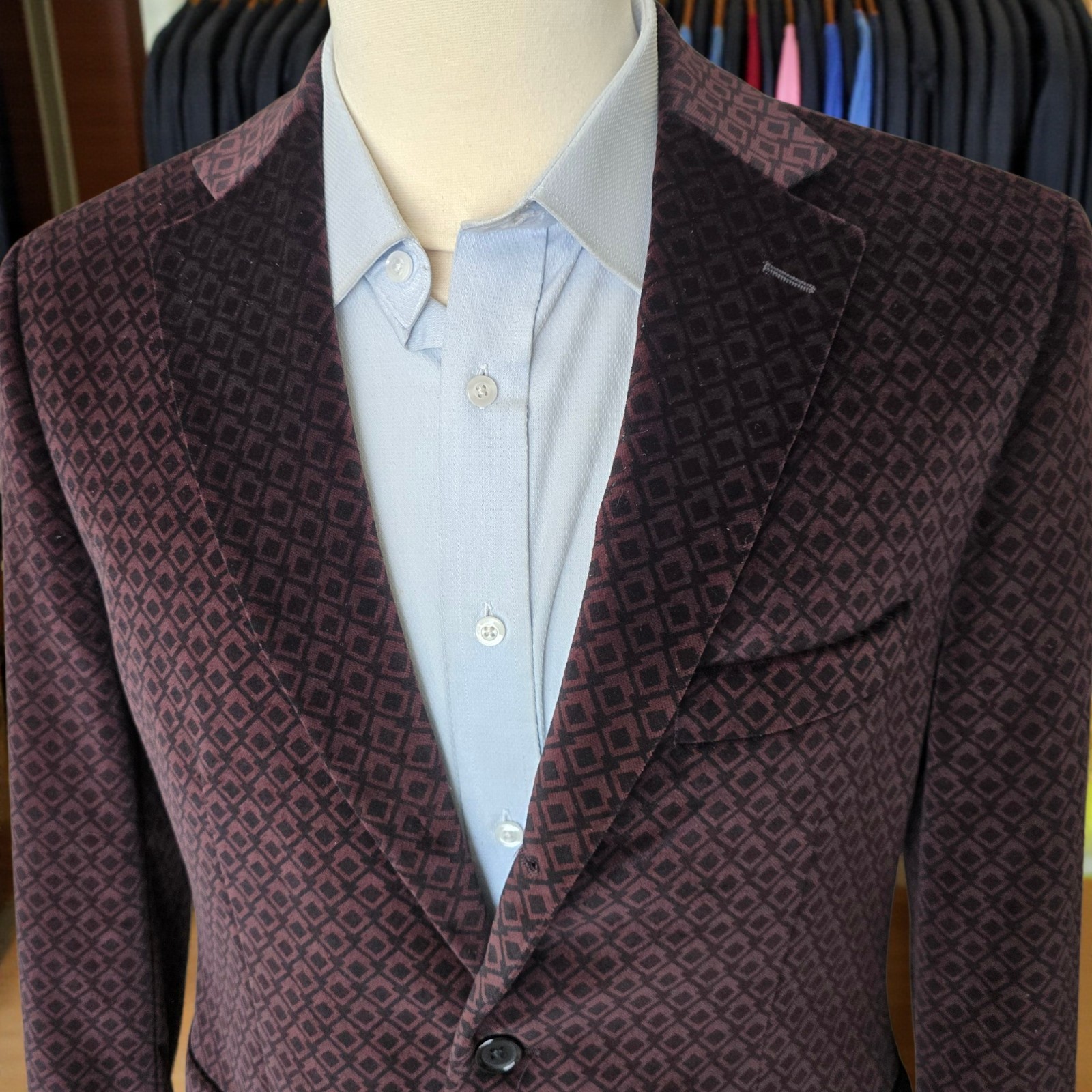 Saks Fifth Avenune Velvet Blazer 40s Dinner Jacket Three Roll Two Dual Vent