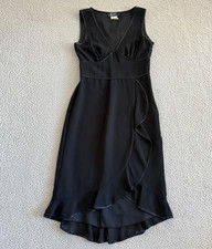 Y2K Whimsigoth Dress 6 Black Bling Defined Bust Ruffle Fairy Grunge Witchy