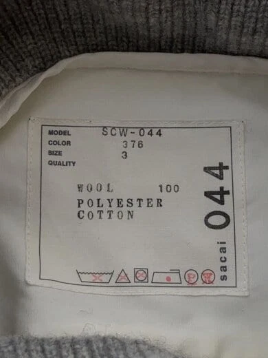 sacai Abito manica lunga 3 Lana Grigio Solida SCW 044