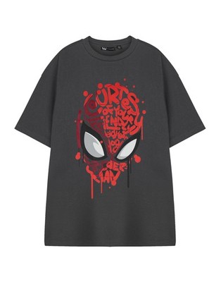 Marvel Spiderman Grau Friendly Neighbourhood Kurzärmeliges T-Shirt Männer