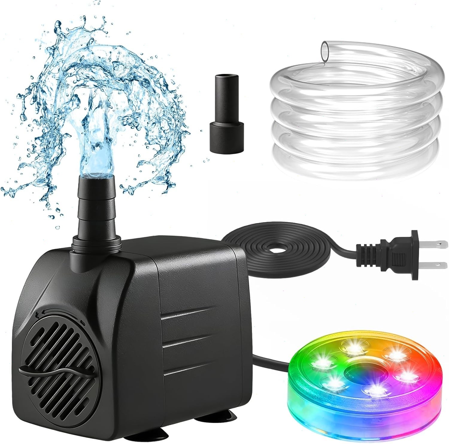 Pompa per fontana esterna con luce LED 15W pompa per acquario giardino decorazione pompa per laghetto