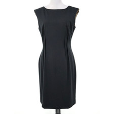 Tahari Dress Womens 10 Black Sheath Stretch Knit Back Zip Lined Party Career Lbd