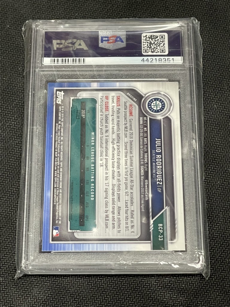 Julio Rodriguez 2019 Bowman Mega Box PSA 10 Mojo Mariners #BCP33 view 2