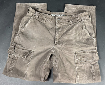 Duluth Trading Flex Fire Hose Cargo Work Pants Men's Brown Cotton Stretch 40x34