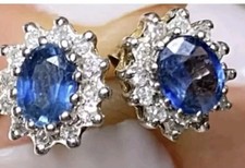 Sapphire Earrings. Sapphire Diamond Earrings Sapphire Cluster Diamond Stud