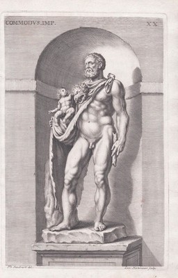 Commodus emporer Kaiser Antike nude antiquity gravure engraving Sandrart 1680