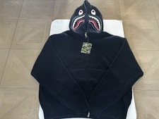 Authentic a bathing ape babe shark full zip knit hoodie black L new