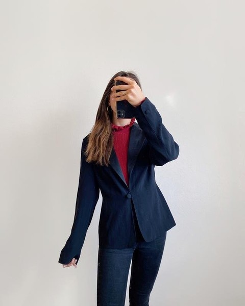 Women Laura Ashley Blazer Black Viscose 36 / S / #A1AP