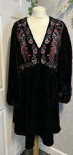 Monsoon Black Crushed Velvet Look Long Sleeve dress Large 44ins Chest ,B34