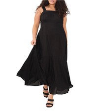 Vince Camuto Womens Square Neck Maxi Dress, Black, Plus Size, 1X