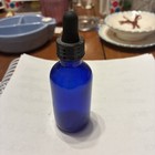Small Vintage Cobalt Blue Bottle With Stopper Rubber — photo 1