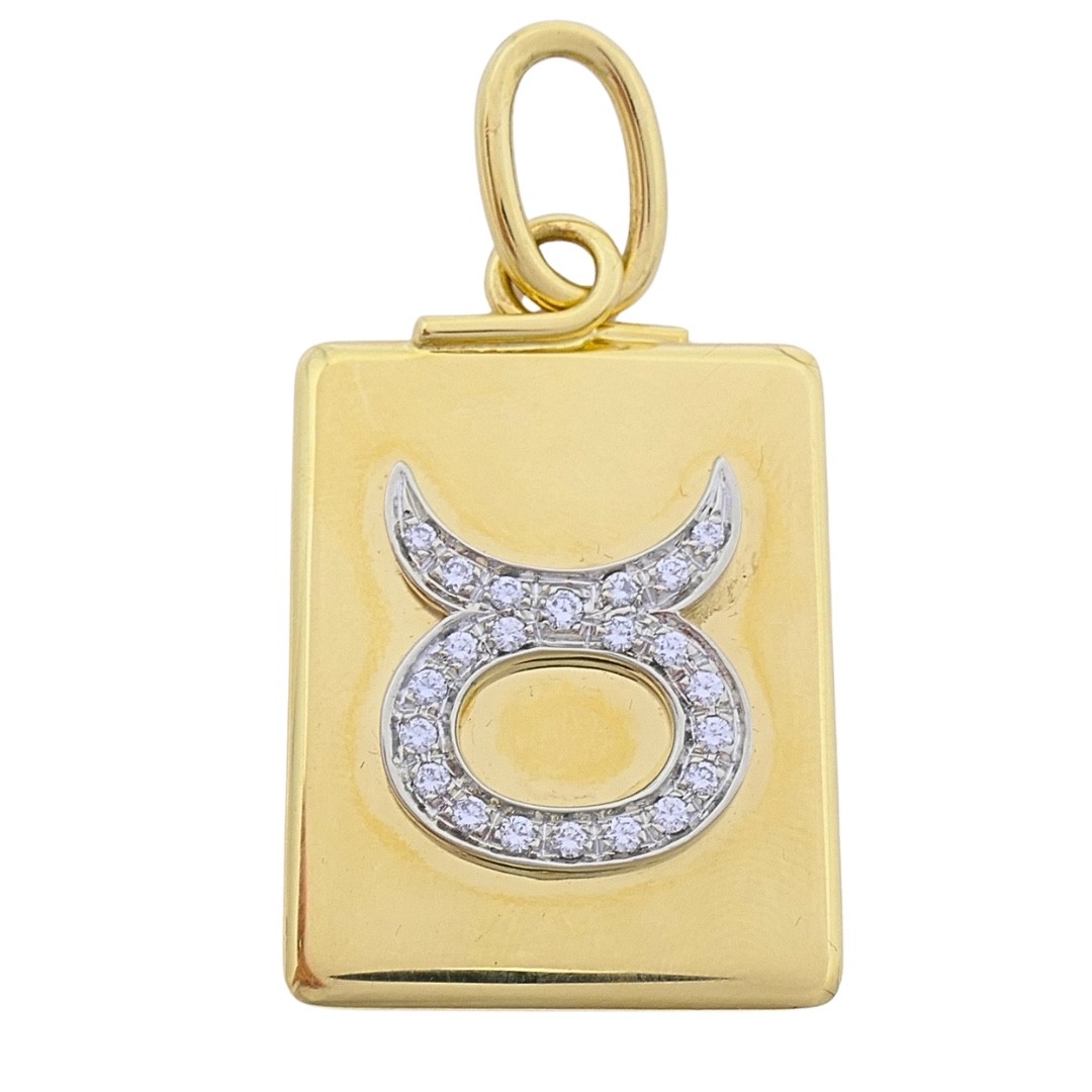 Pomellato 18k Gold Diamond Taurus Zodiac Pendant View 6