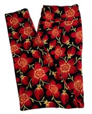 LuLaRoe Leggings TC Tall Curvy TROPICAL Floral Black Colorful Flower Ships FAST