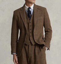 NWT 1098 Polo Ralph Lauren Tick-Weave Tweed Sport Coat Jacket Browns Men SZ-40L