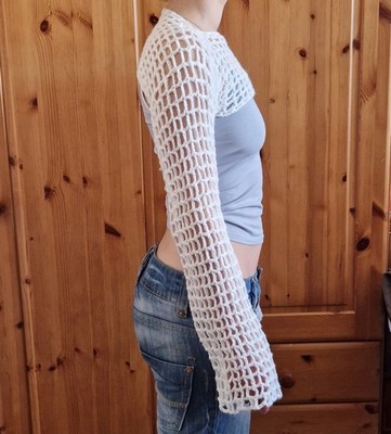 Handmade Bolero, Top, gehäkelt, Gr. S, weiß, NEU