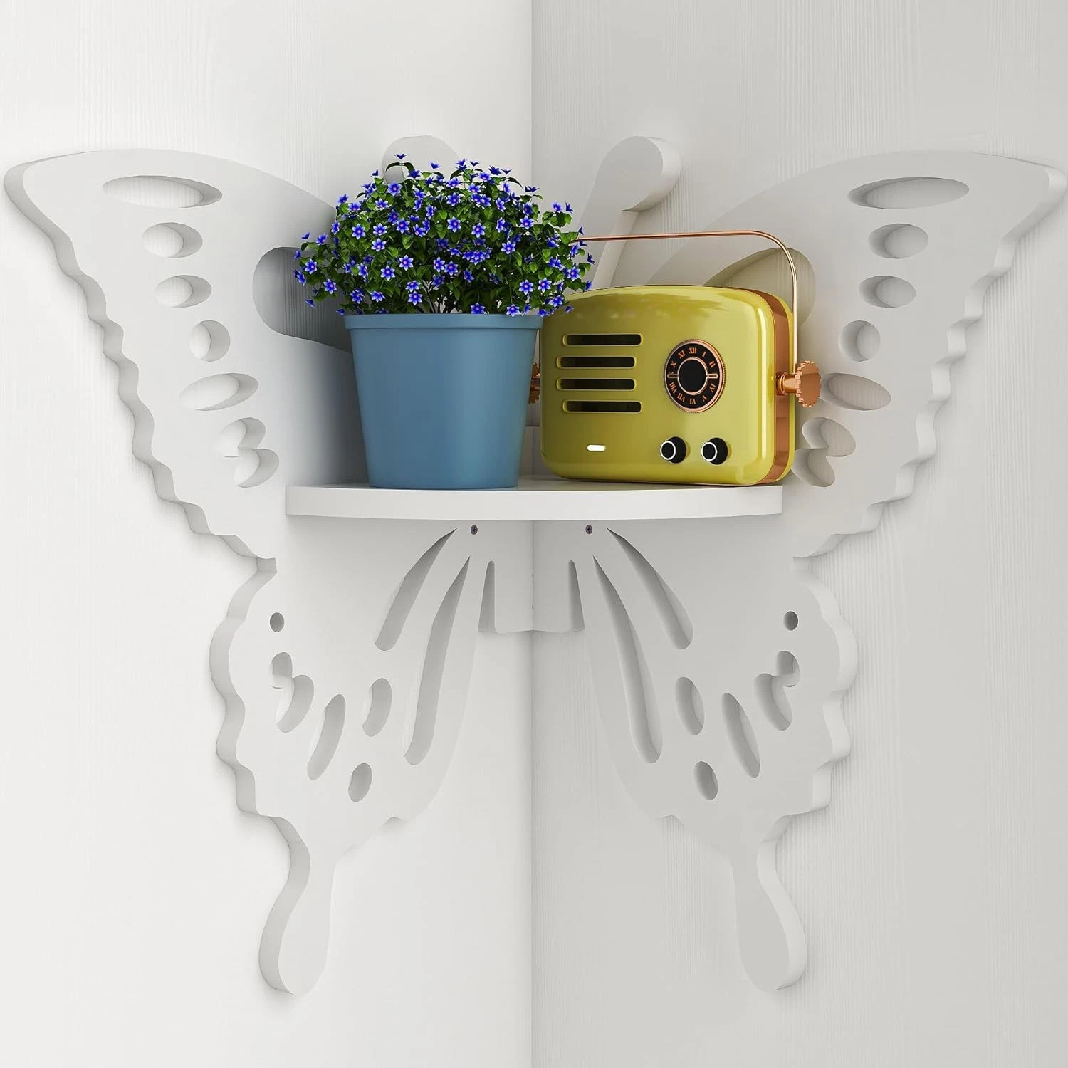 Butterfly Corner Shelf Nursery Wall Deor Floating Corner Shelf for Kid’s Room