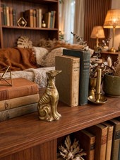 Vtg Brass Whippet Greyhound Dog Figurine Sitting 6.5 T.i.c. Made In India Vtg Brass Whippet Greyhound Dog Figurine Sitting 6.5 T.i.c. Made In India