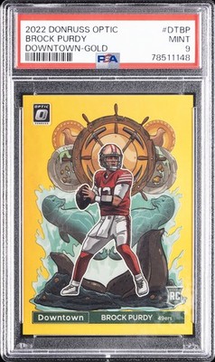 2022 PANINI DONRUSS OPTIC DOWNTOWN GOLD #DTBP BROCK PURDY 4/10 PSA 9