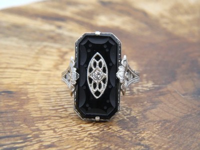 3Ct Art Deco Vintage Style Lab Created Diamond Engagement 14K White Gold FN Ring