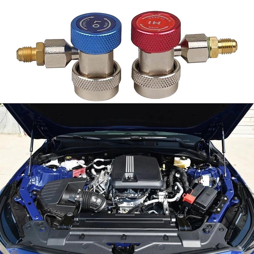 2pcs R134A Quick Connector Adapter Coupler Auto AC Manifold Gauge Low High HVAC - Image 2 of 4