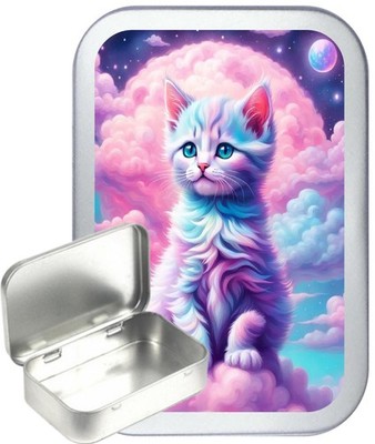 Katzenwolken Silber Klappdose, 50ml Silber Klappdose, Geschenkbox, Pillendose