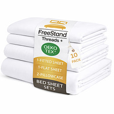 Threads Queen 4-Piece Sheet Set  100 GSM, Soft Microfiber, 10 Pack White 
