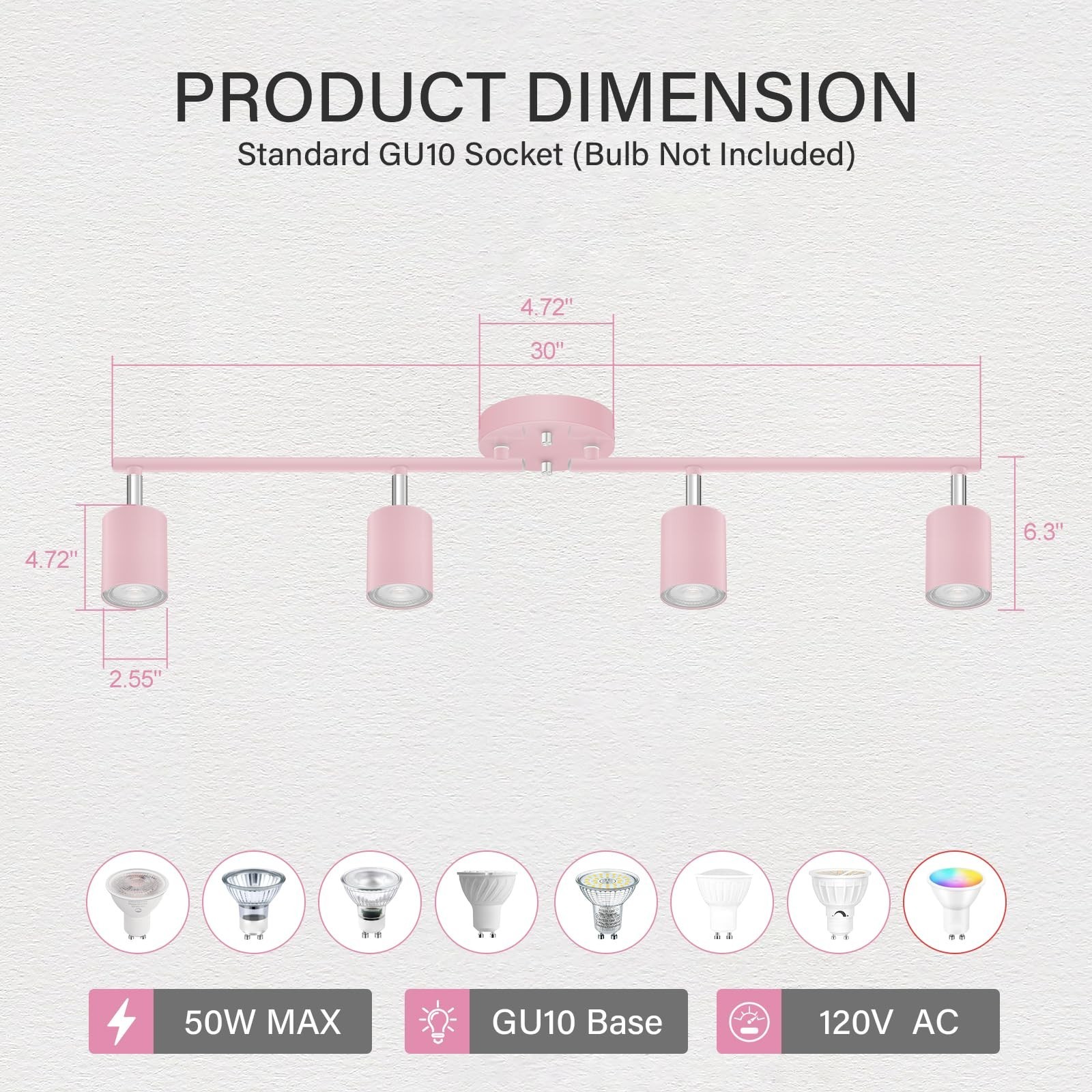 Track Lighting Fixture Ceiling, 4-Light LED Track Lights Kit, Modern Ceiling ...