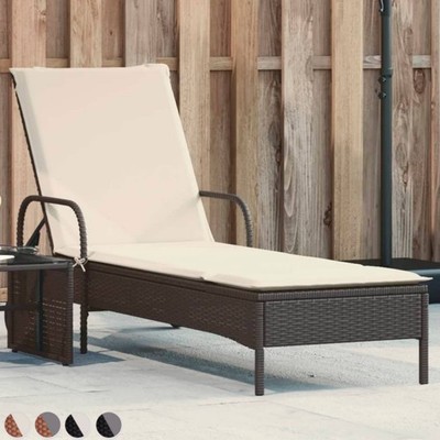 Sonnenliege klappbar Gartenliege Polyrattan Liegestuhl Strandliege mit Rollen