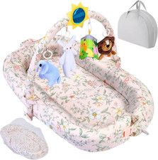 Portable Baby Lounger for Travel,Breathable Comfortable 100 Cotton Infant Lou