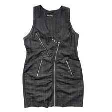 Sweet Vibes Biker Grunge Denim Mini Dress Biker Size XL Sleeveless Goth Moto