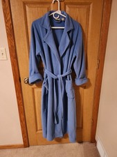 LL Bean Fleece Bathrobe Women's Size Med Petite, Blue, Belted, Pockets