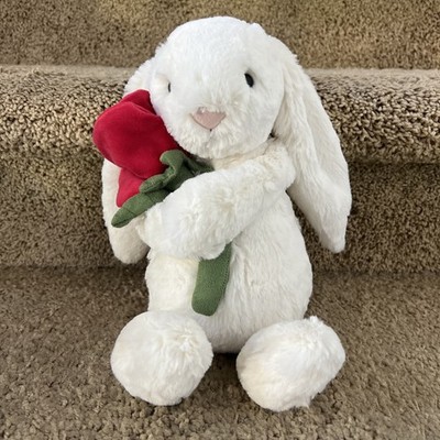 Jellycat Medium Cream Bunny With Rose Valentines Day 2026 New Authentic