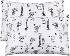 Kid Toddler Pillowcase 2 Pack - Organic Cotton Toddler, White-animal