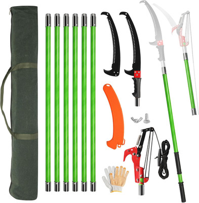 Outvita Manual Pole Saw, 26 Feet Extendable Tree Pruner with Knives and Storage