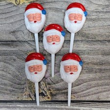 5 Piece Set Puffy Santa Head Retro Cake Toppe...
