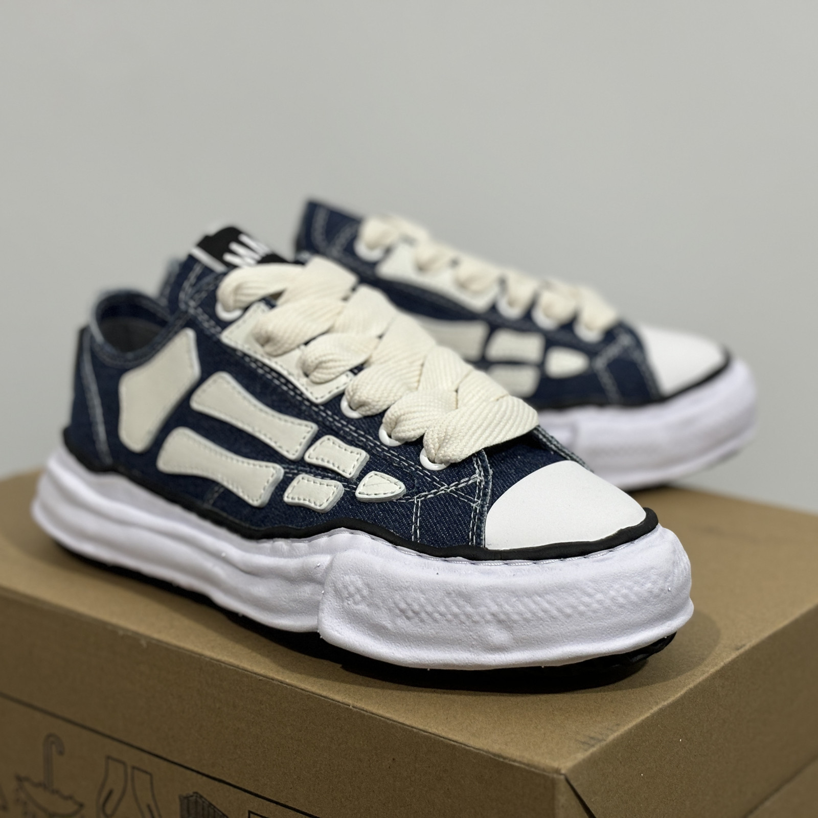 AMIRI Skel‑Top Low Men Denim Blue White Skeleton Bone Melting Sole Sneakers image 2