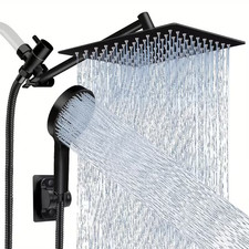 Shower Head Combo High Pressure 8"Rain Shower Head with Handheld Spray Set Black