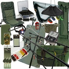 Carp Fishing Setup 2 12ft Rods & Reels Chair Alarms Pod Mat Net Tackle Luggage