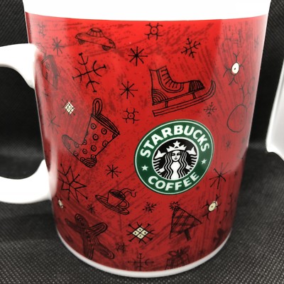 Starbucks Coffee Mug Holiday 2000 Christmas Barista Sneaky Shaking of Presents