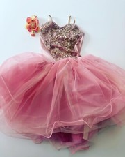 Curtain Call Pink Recital Costume With Sequin Detail On Bodice Children Large