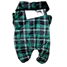🐶 Super Soft Dog Pajamas - M - Green Plaid, Soft & Cozy, Snap Closure